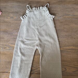 Zara green Knit Ruffle Strap Jumpsuit